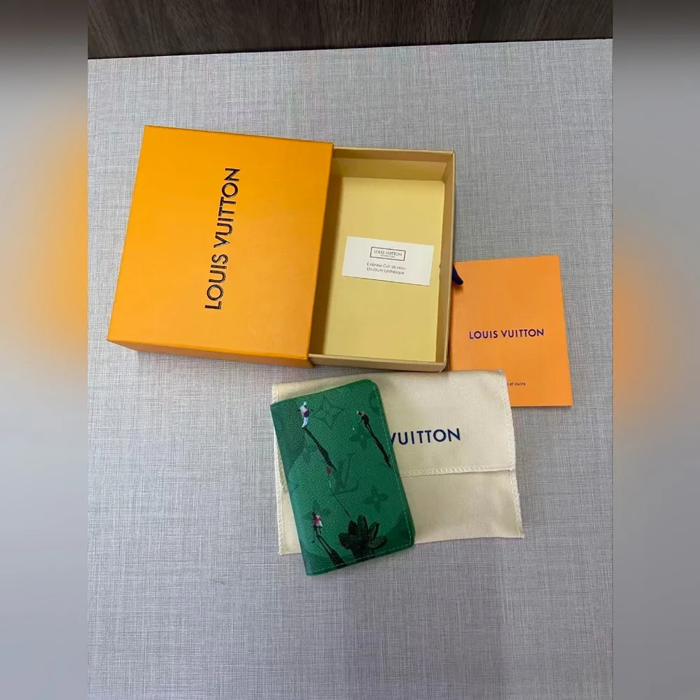 Louis Vuitton Green Floral Card Holder